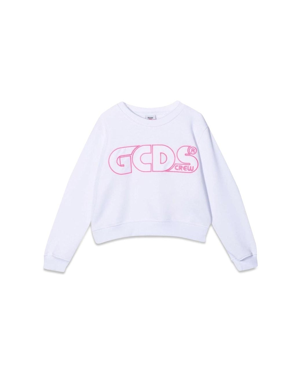 Gcds White Sweatshirt Cropped Girl