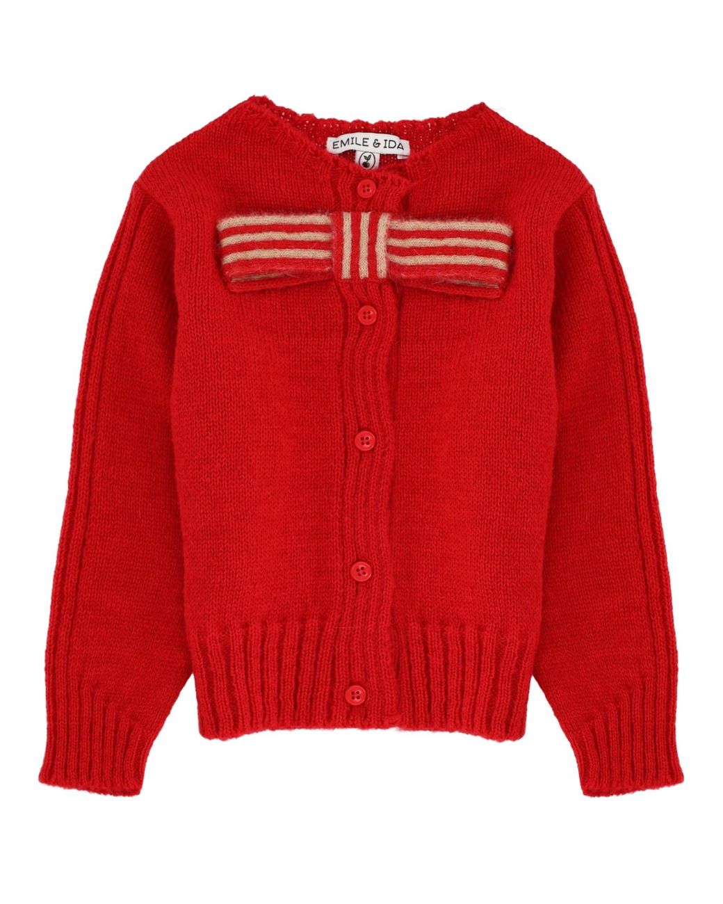 Emile Et Ida Red Cardigan "Noeud"