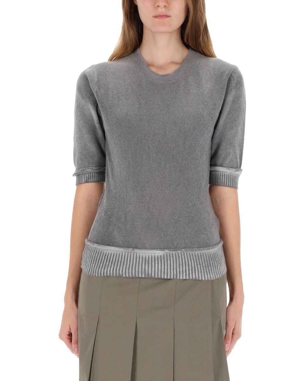 Our Legacy Gray Fitted Short-Sleeve Top