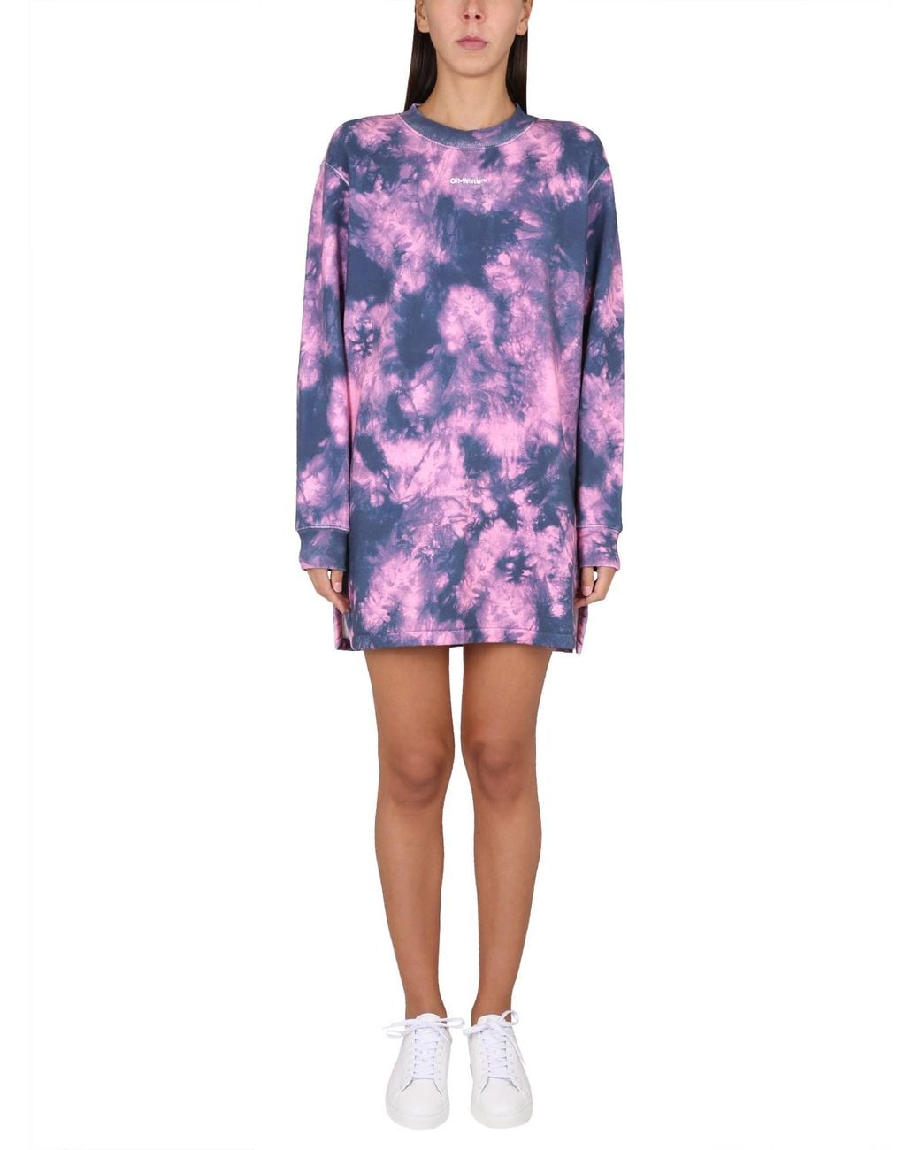 Off-White c/o Virgil Abloh Purple Tie-Dye Sweatshirt Dress