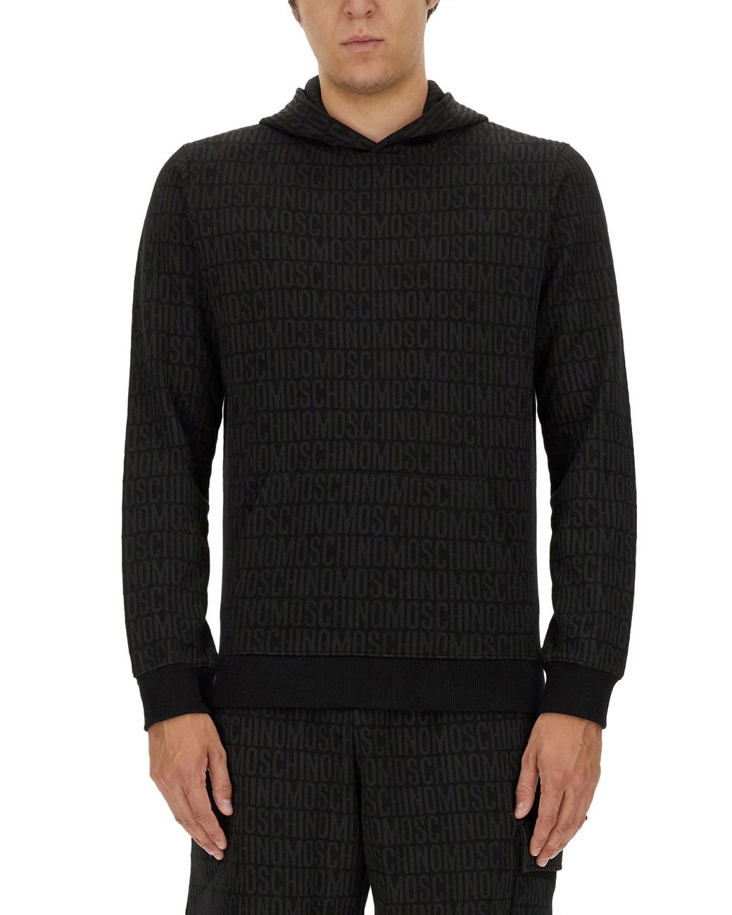 Moschino Black All-Over Logo Print Sweatshirt for men