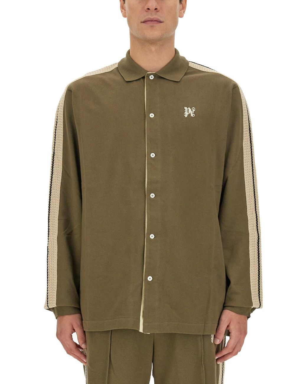 Palm Angels Green Monogram Shirt for men