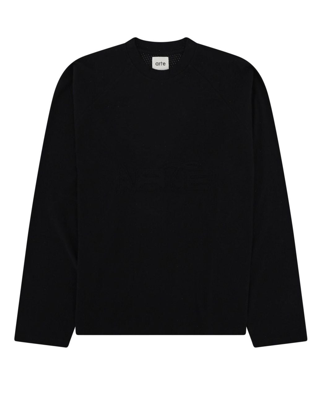 Arte' Black T-Shirt A Manica Lunga Con Patch Logo for men