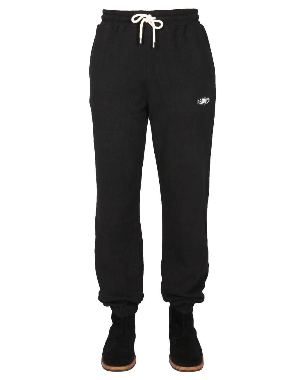 MOUTY Black "BIGGIE" Cotton JOGGING Pants With Logo Patch for men