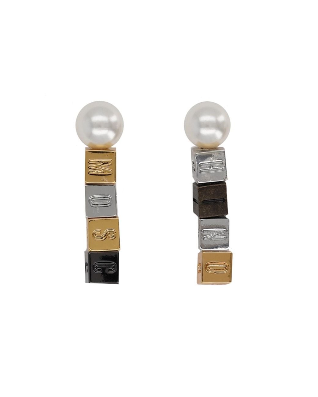 Moschino White Earrings With Pearls Zamac