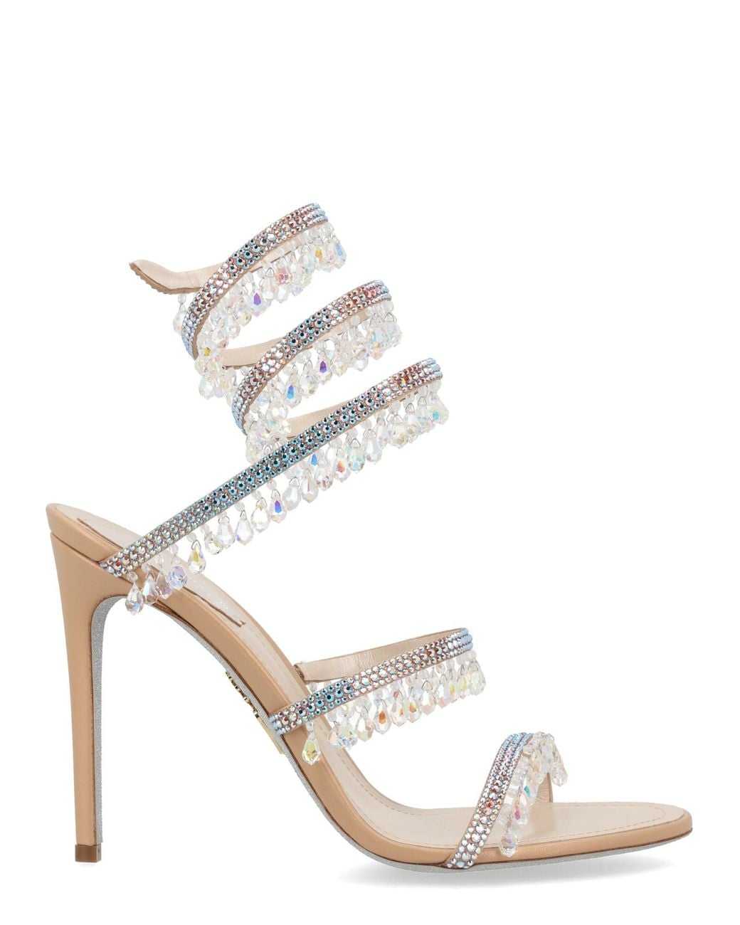 Rene Caovilla White Sandalo "Chandelier" Con Tacco