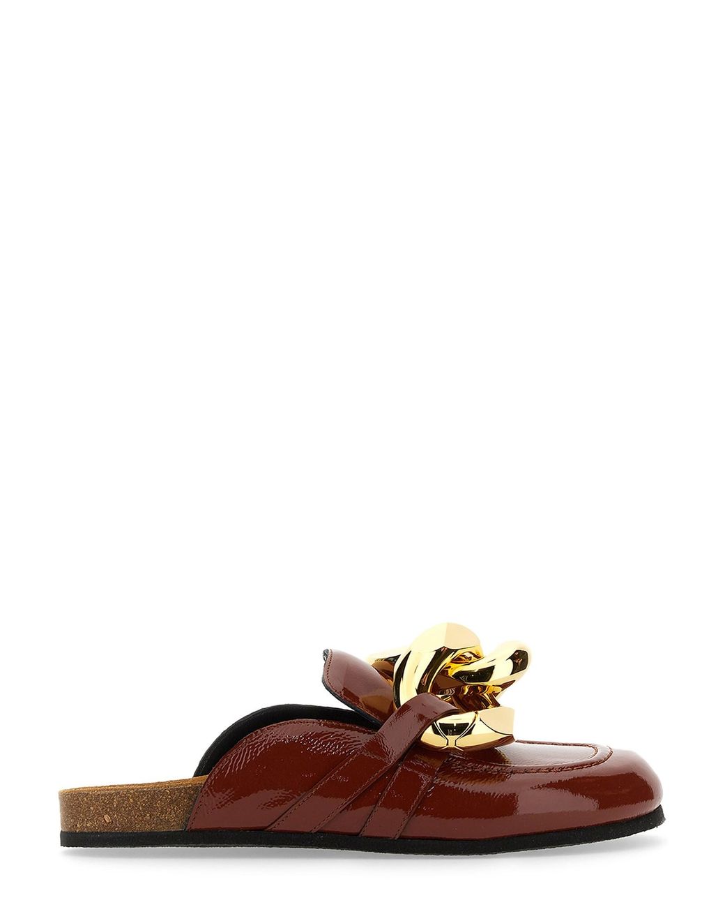J.W. Anderson Brown Glossy Flat Chain Sandals With 3 Cm Rubber Sole