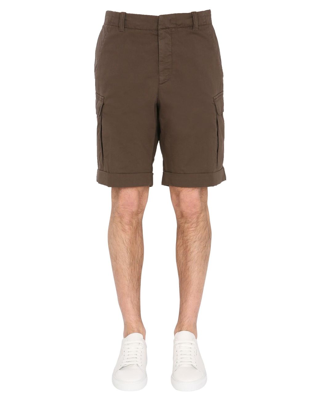 Z Zegna Cotton Cargo Shorts With Iconic Lens in Brown for Men - Lyst