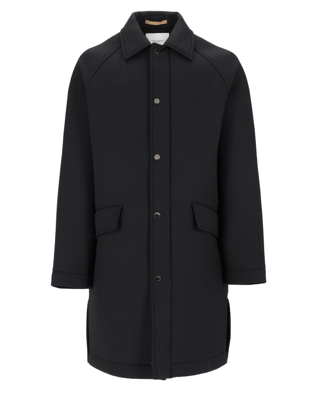Paolo Pecora Black Cappotto Con Bottoni for men