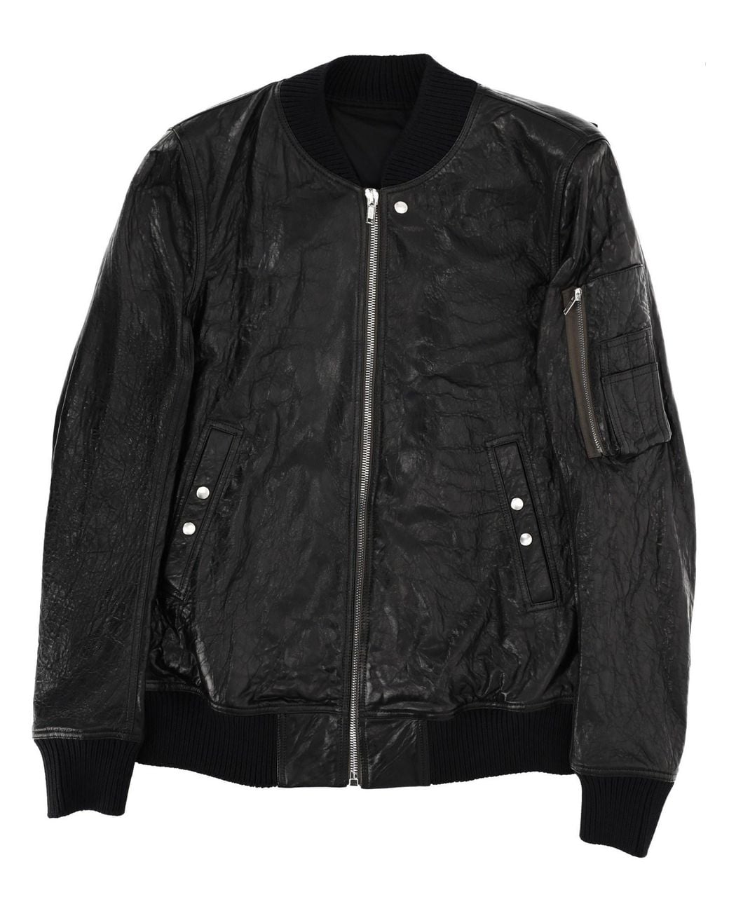 Rick Owens Black Textured Round Neck Jacket for men