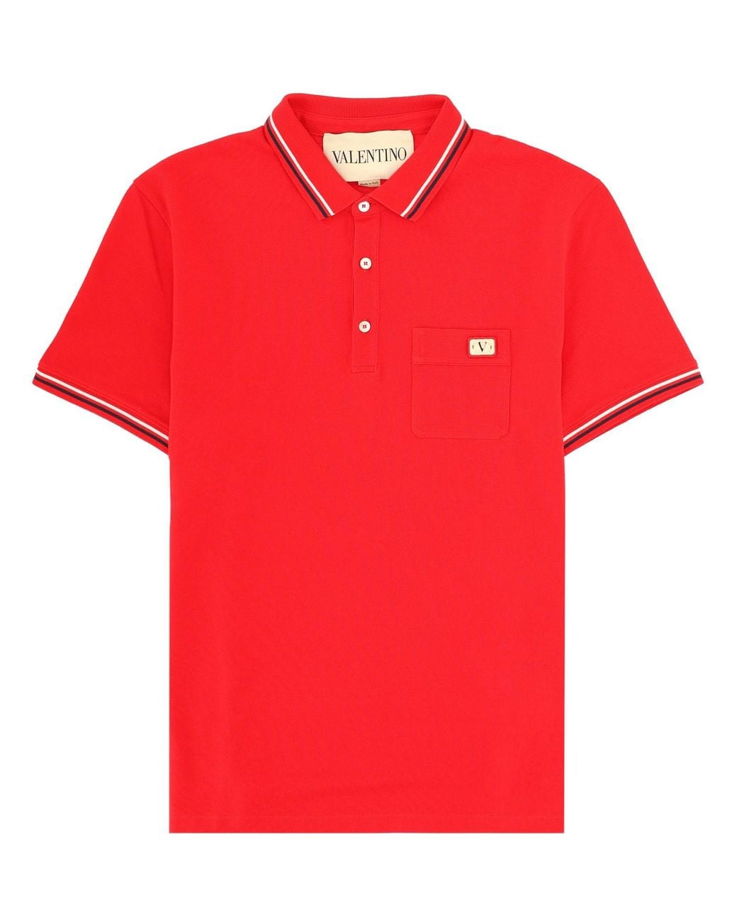 Valentino Red Polo Con Patch Logo for men
