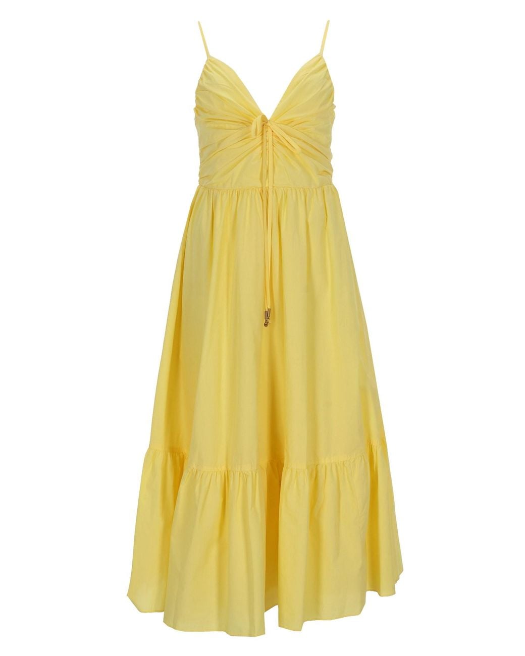 MICHAEL Michael Kors Yellow V-Neck Midi Dress Organic Cotton