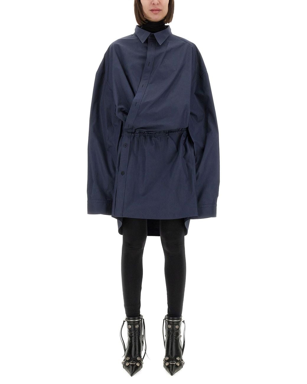 Balenciaga Blue Mini Shirt Style Dress