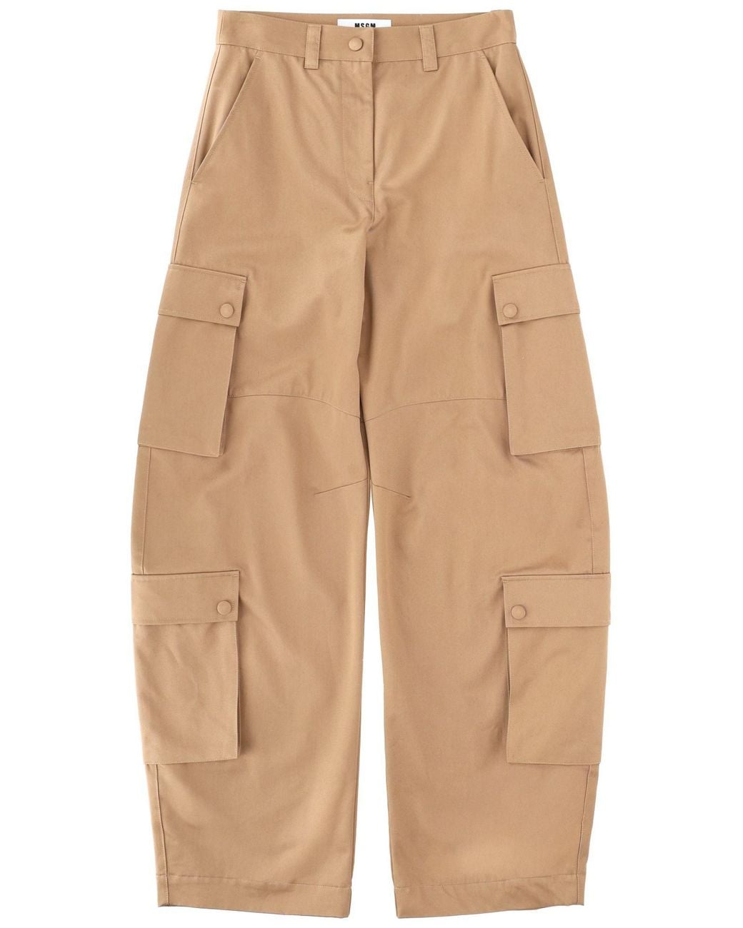 MSGM Natural Cargo Pants Cotton Trousers