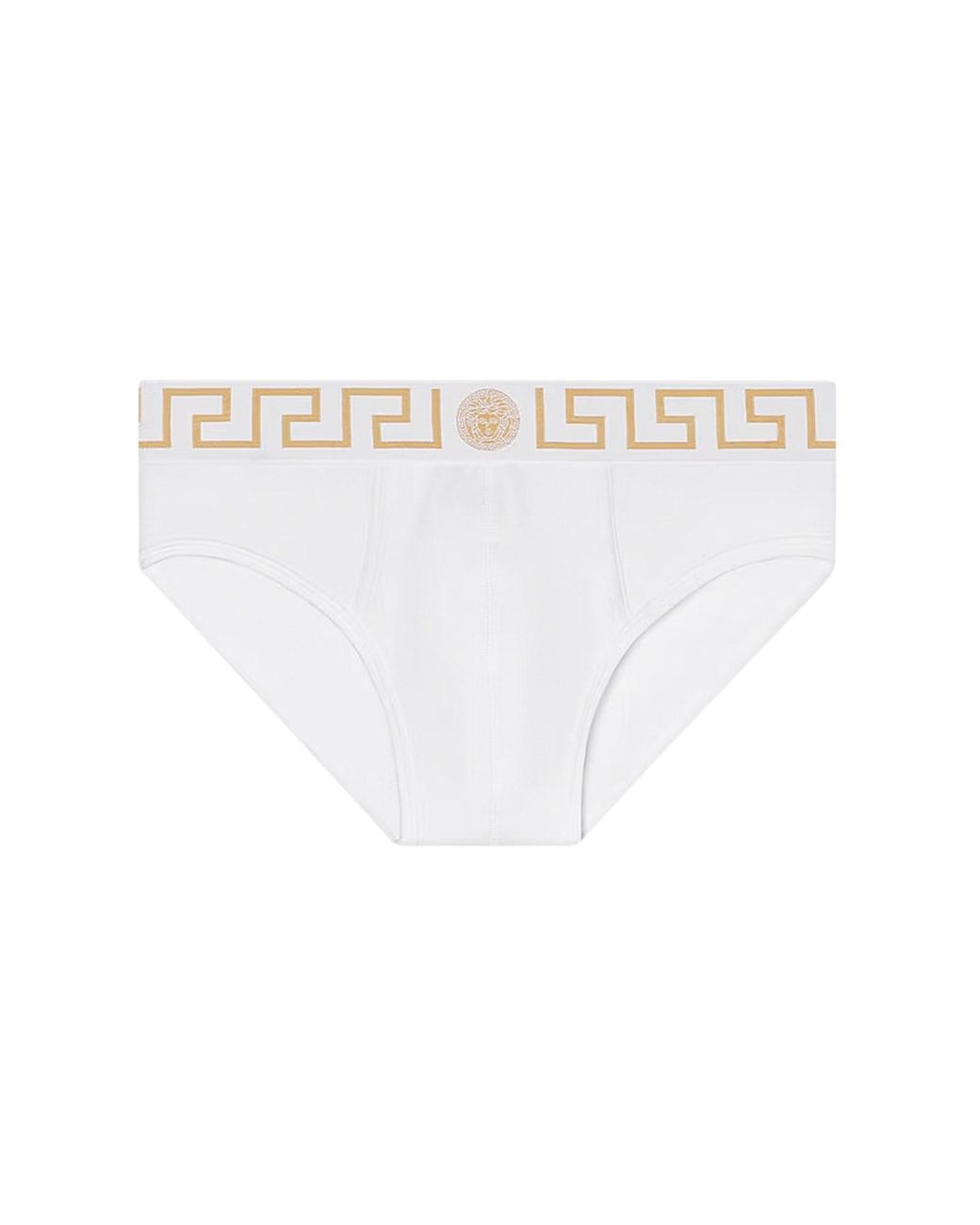 Versace White Slip With Greek Details Cotton Underwear for men
