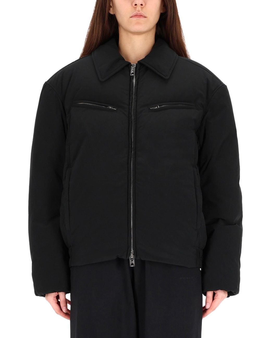 Alexander Wang Black Boxy Padded Sports Jacket With Zippered Pockets