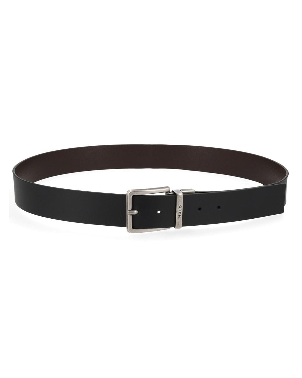 HUGO Black Solid Buckle Belt for men