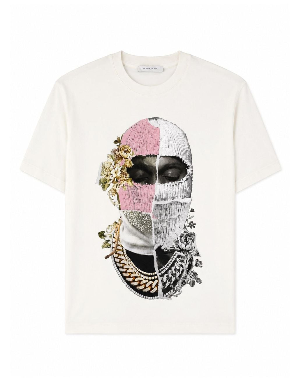 Ih Nom Uh Nit White T-Shirt Con Stampa "Newspaper Mask" for men