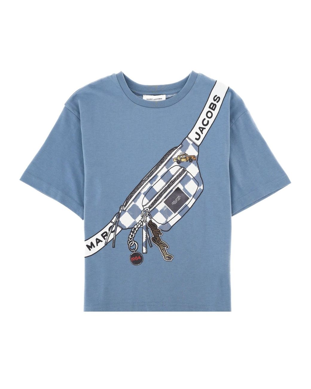 Marc Jacobs Blue T-Shirt Con Stampa Marsupio