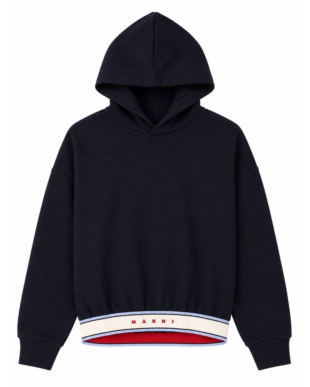 Marni Blue Felpa Cropped Con Logo Su Banda Elastica