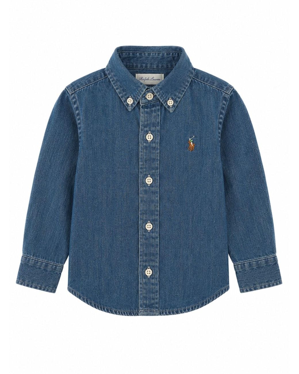 Polo Ralph Lauren Blue Camicia Denim Con Logo Ricamato