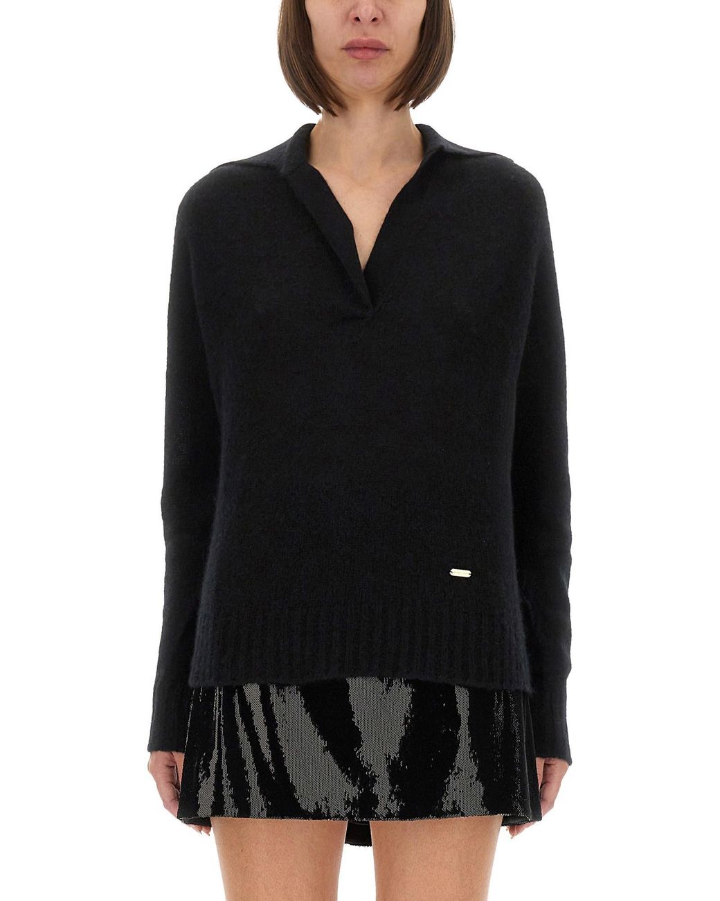 Tom Ford Black Cashmere And Silk Long Sleeve Polo Shirt