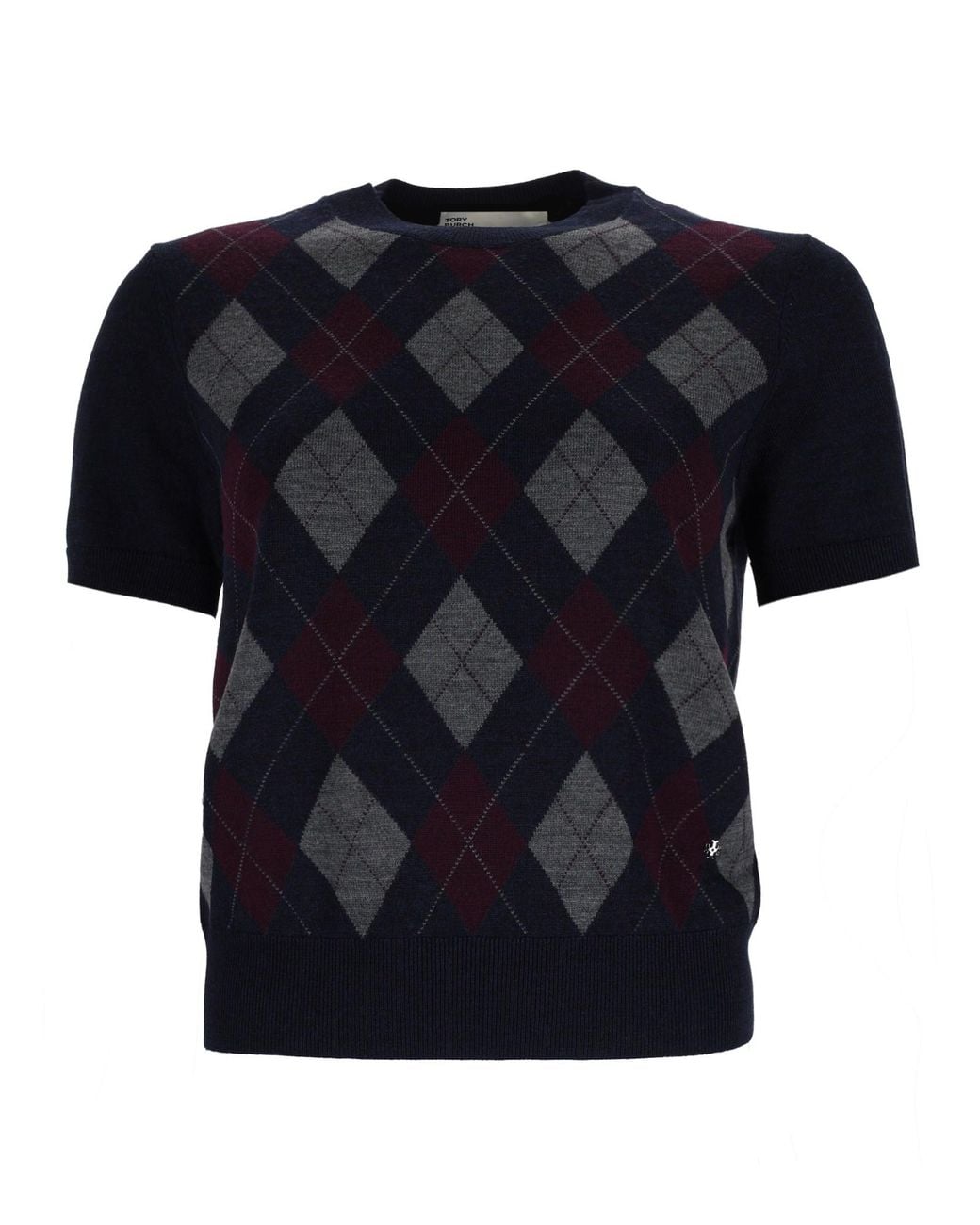 Tory Burch Black Maglia Con Motivo "Argyle"