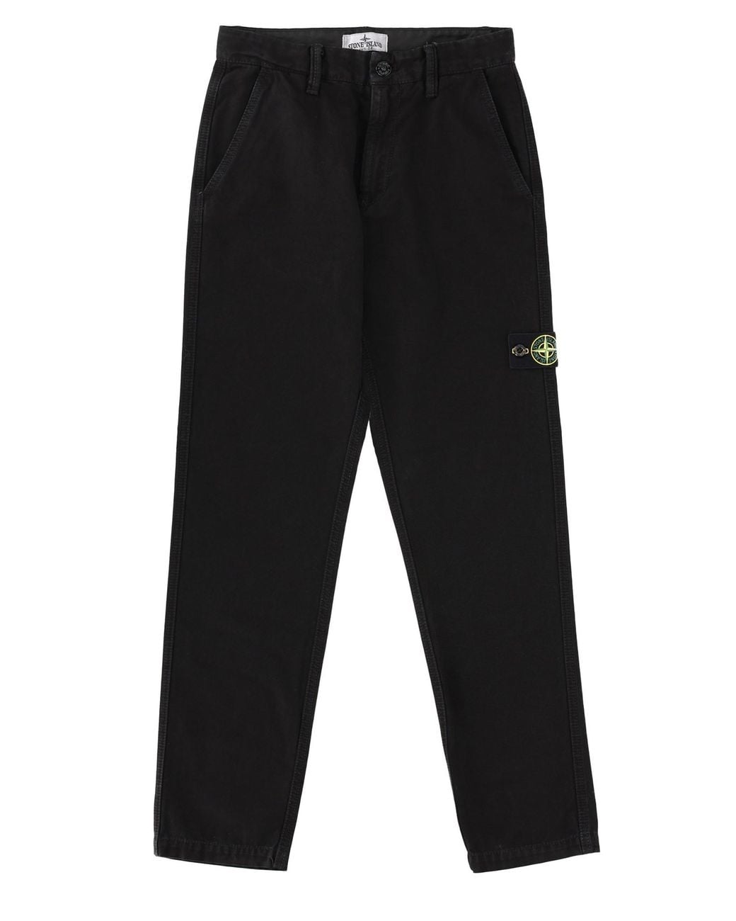 Stone Island Black Pantalone Regular Fit Con Patch Logo