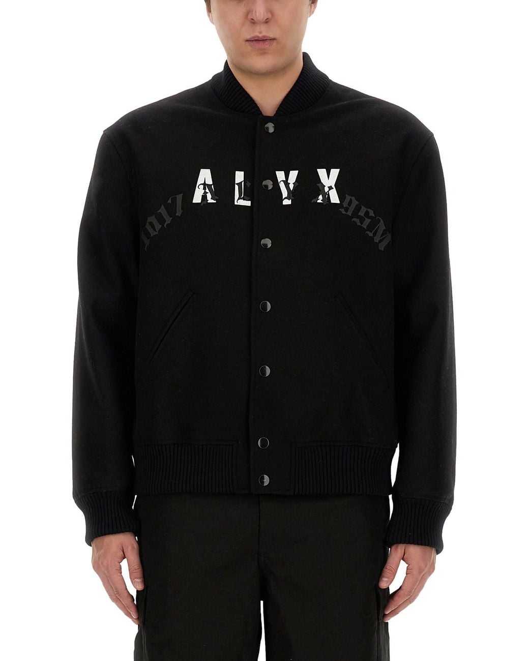 1017 ALYX 9SM Black Bold Logo Bomber Jacket for men