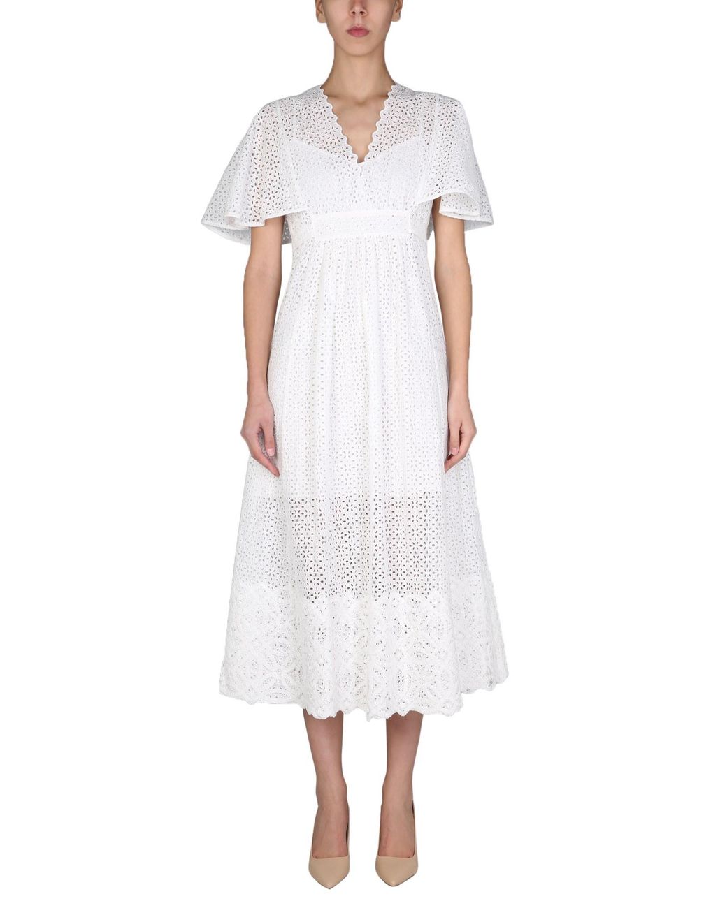 Anna Molinari White Embroidered Dress