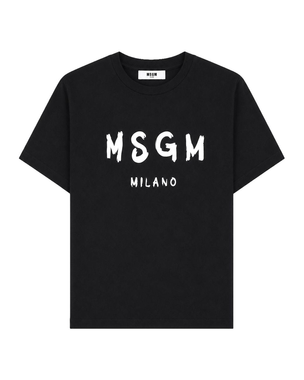 MSGM Black T-Shirt A Manica Corta Con Stampa Logo