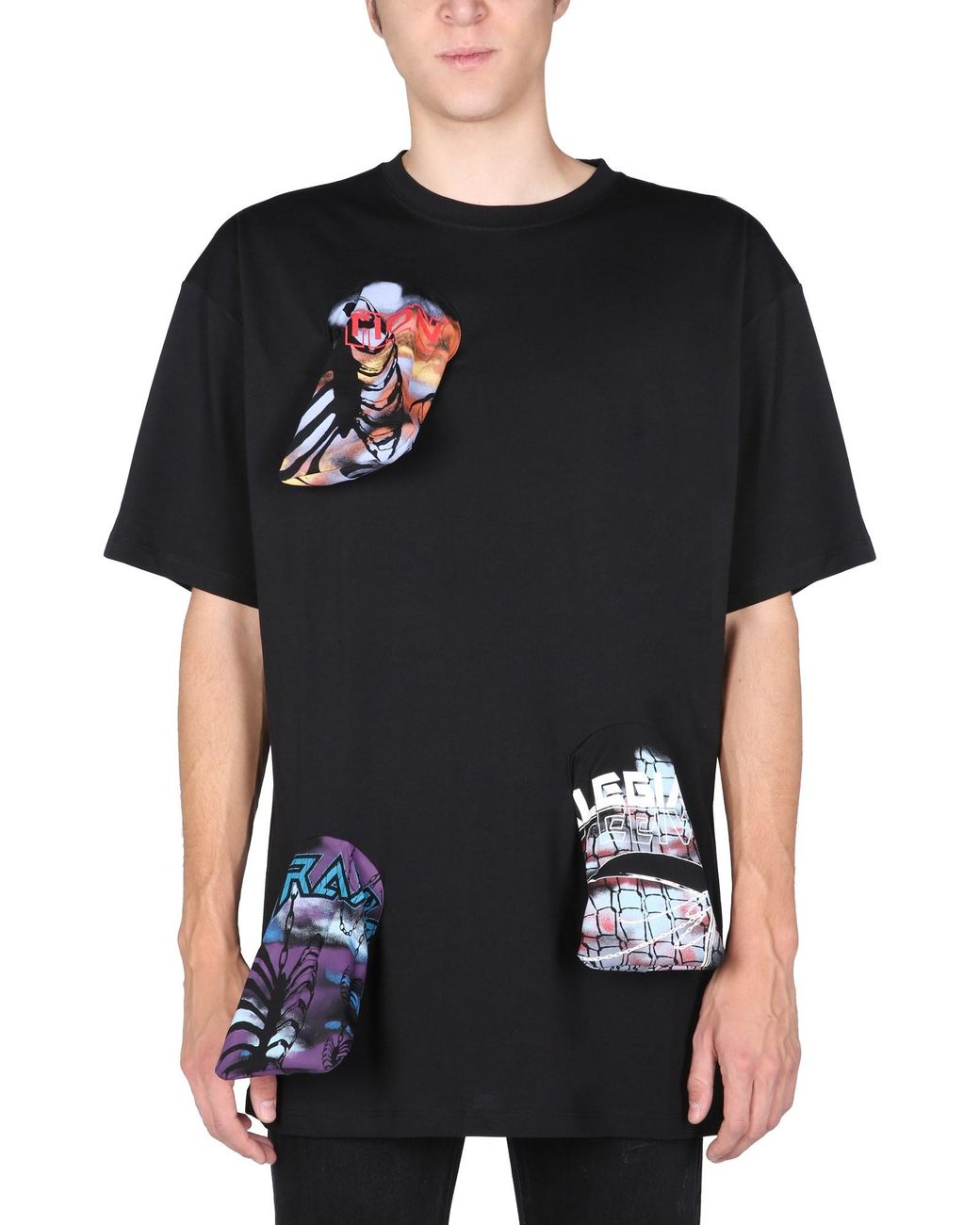 Raf Simons Black Graphic Print Crew Neck T-Shirt for men