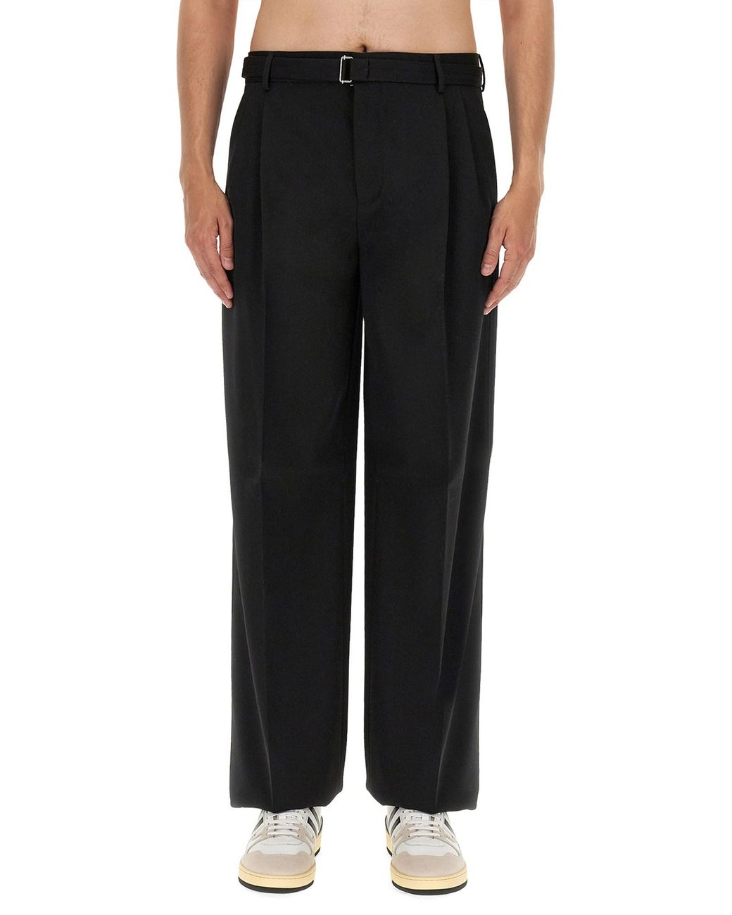 Lanvin Black Tailored Wool Wide Leg Pants for men