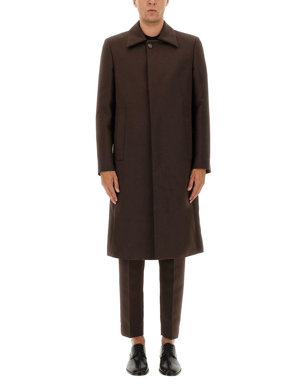 MM6 by Maison Margiela Black Mid-Thigh Length Wool Blend Coat for men