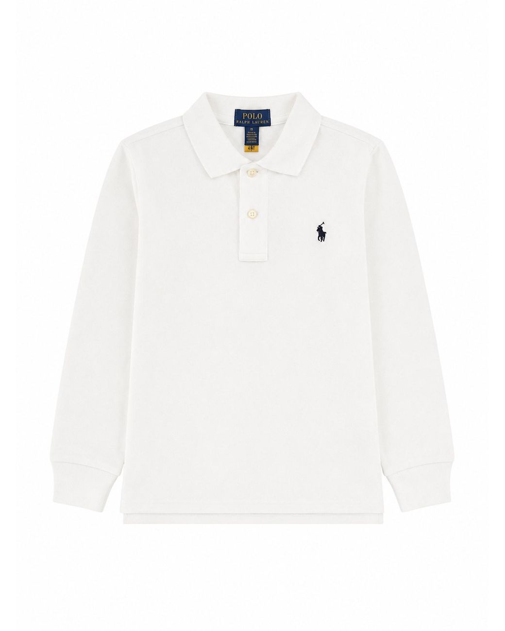 Polo Ralph Lauren White Polo A Manica Lunga Con Logo Ricamato