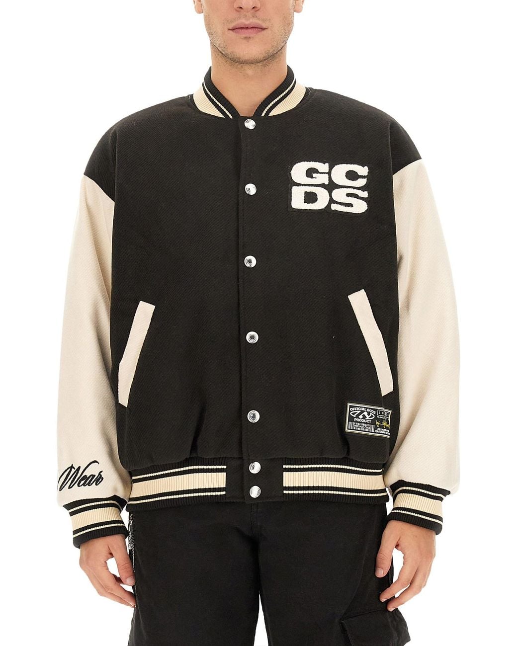Gcds Black Wirdo Varsity Bomber Jacket for men