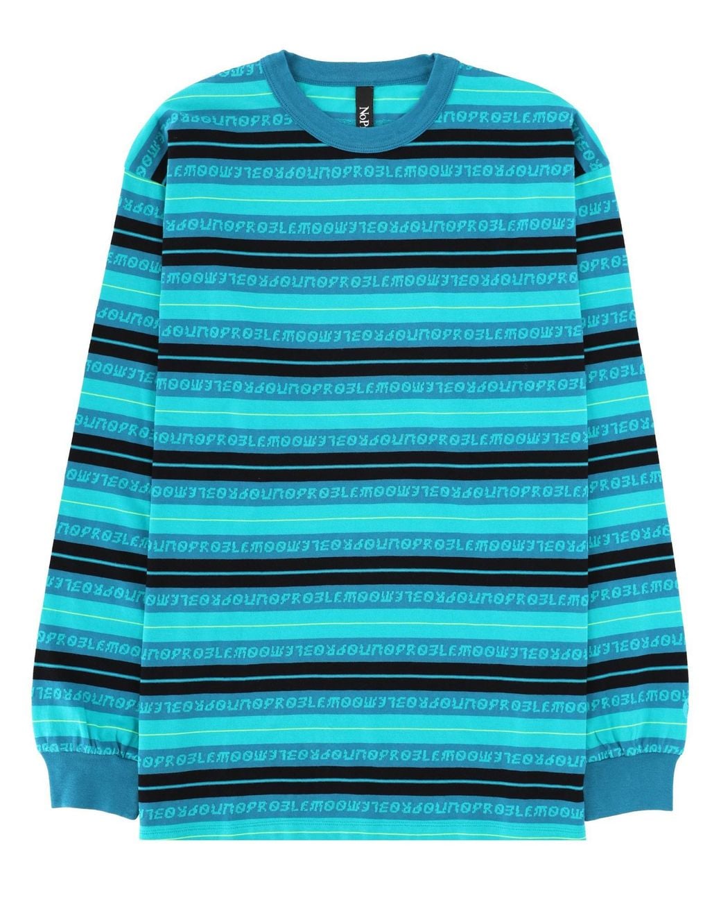 No Problemo Blue T-Shirt A Righe Jacquard for men