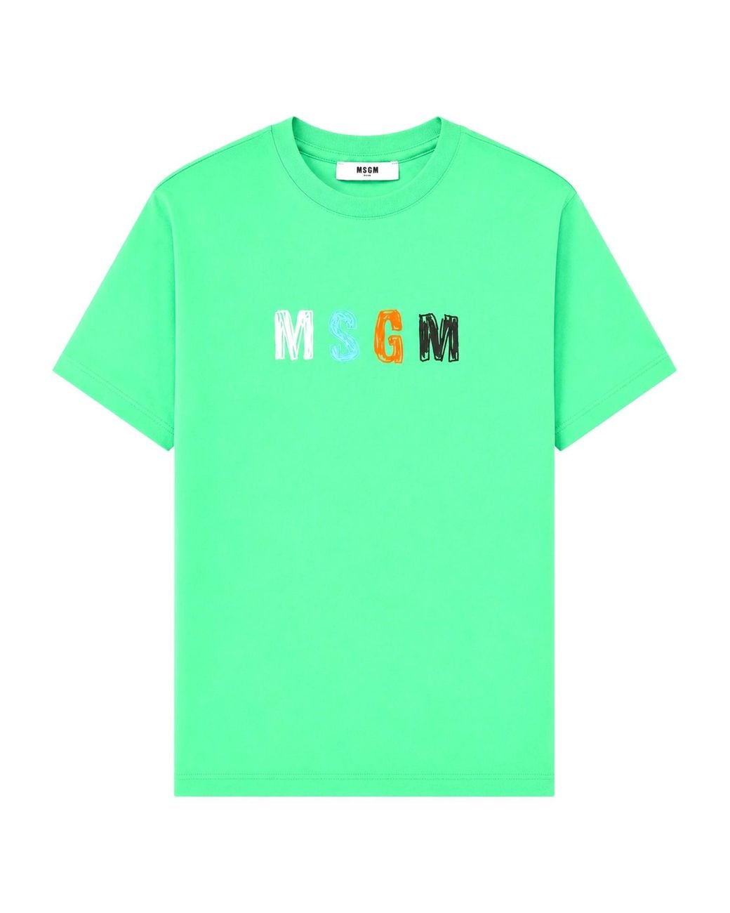 MSGM Green T-Shirt Con Stampa Logo
