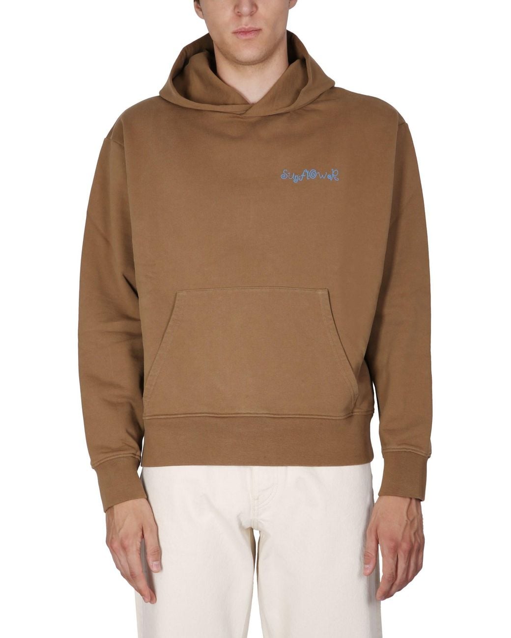 sunflower Brown Sweatshirt With Logo Embroidery for men