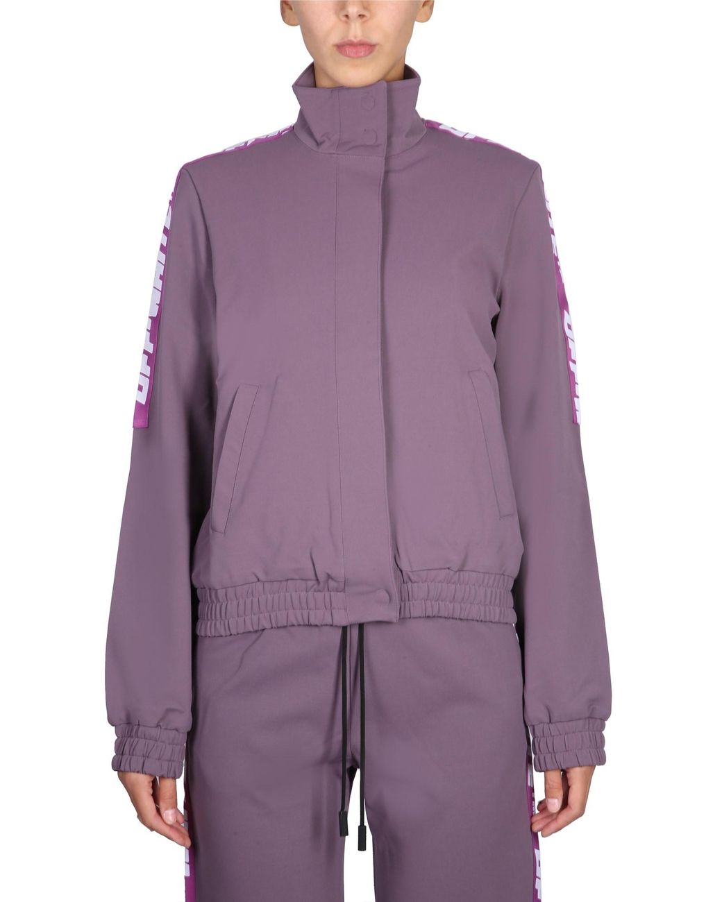 Off-White c/o Virgil Abloh Purple High Collar Sweatshirt With Logo Bands