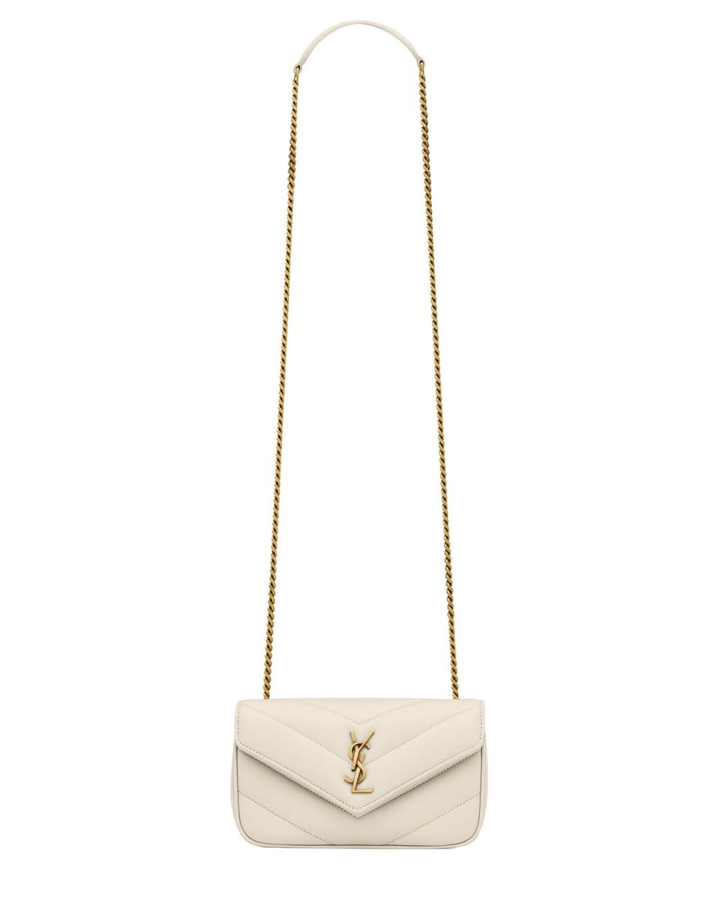 Saint Laurent Natural Shoulder Bag Loulou Mini Lamb Leather
