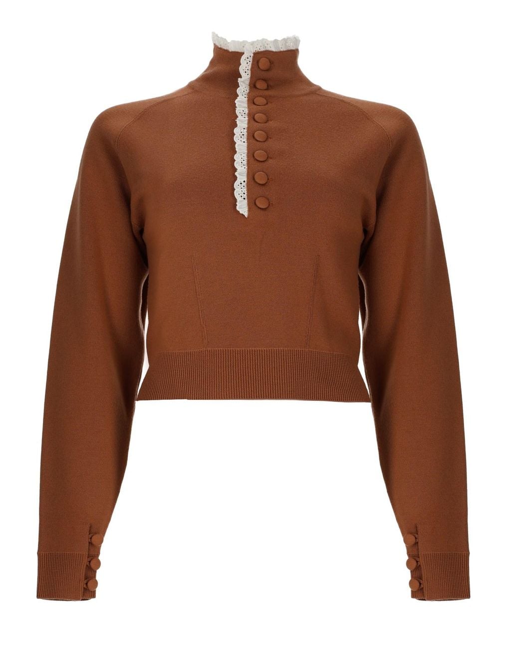 Chloé Brown Mock Collar Sweater