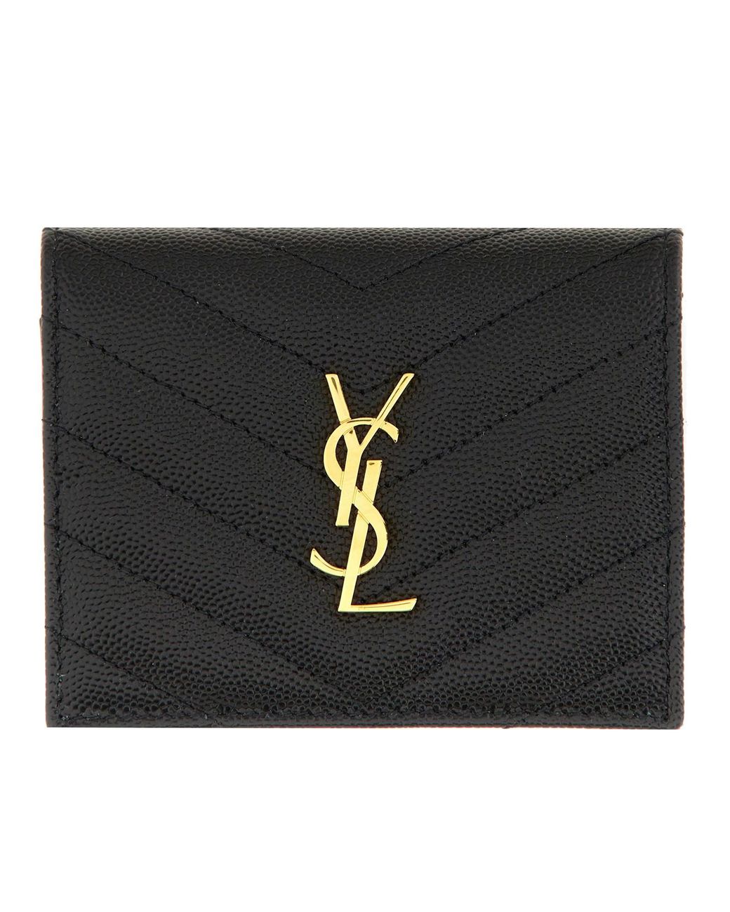Saint Laurent Black Cassandre Matelassé Flap Card Holder