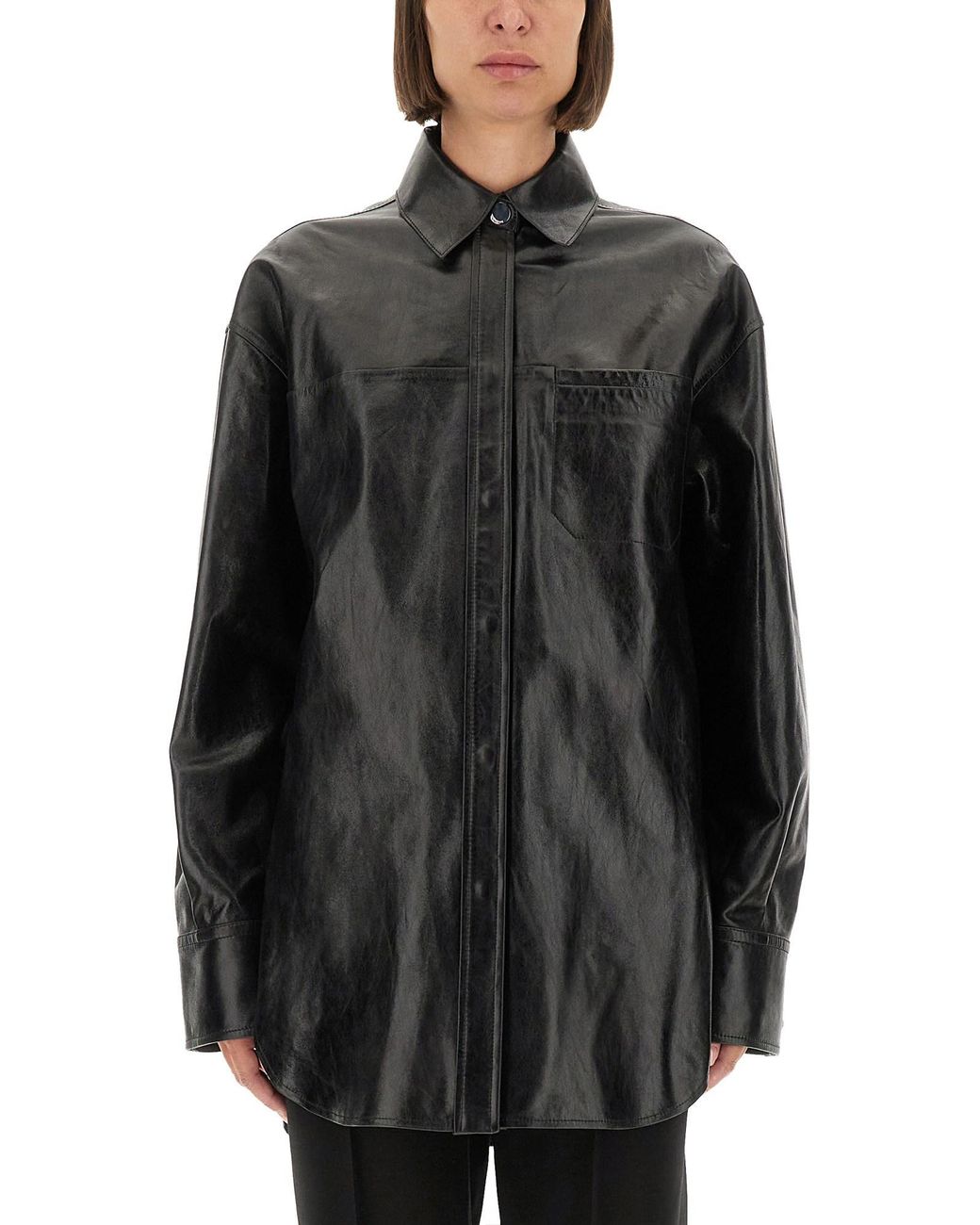 Sportmax Black Leather Borel Shirt