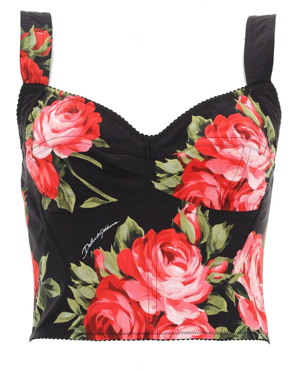 Dolce & Gabbana Red Dolce & Gabbana Floral Print Bustier Top