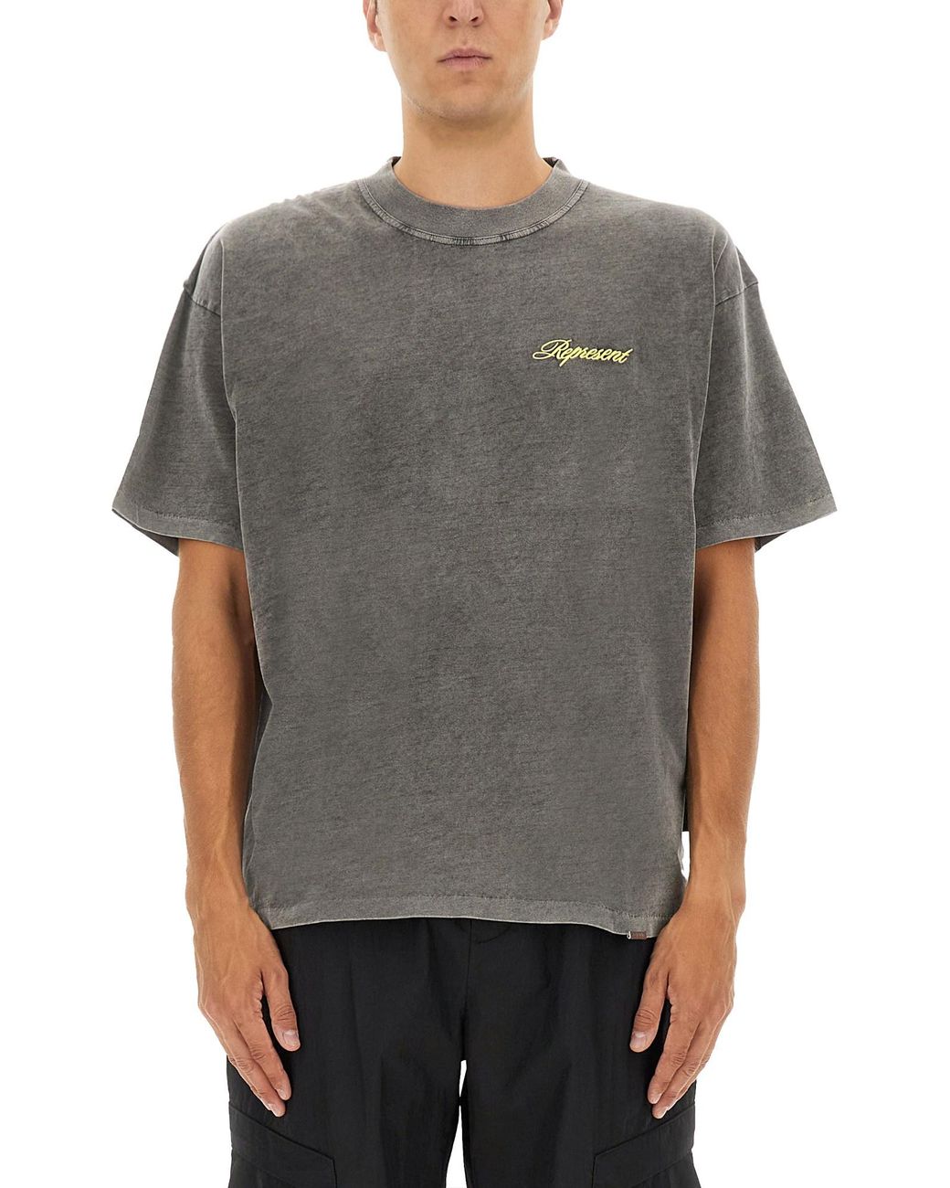 Represent Gray Script Logo T-Shirt for men