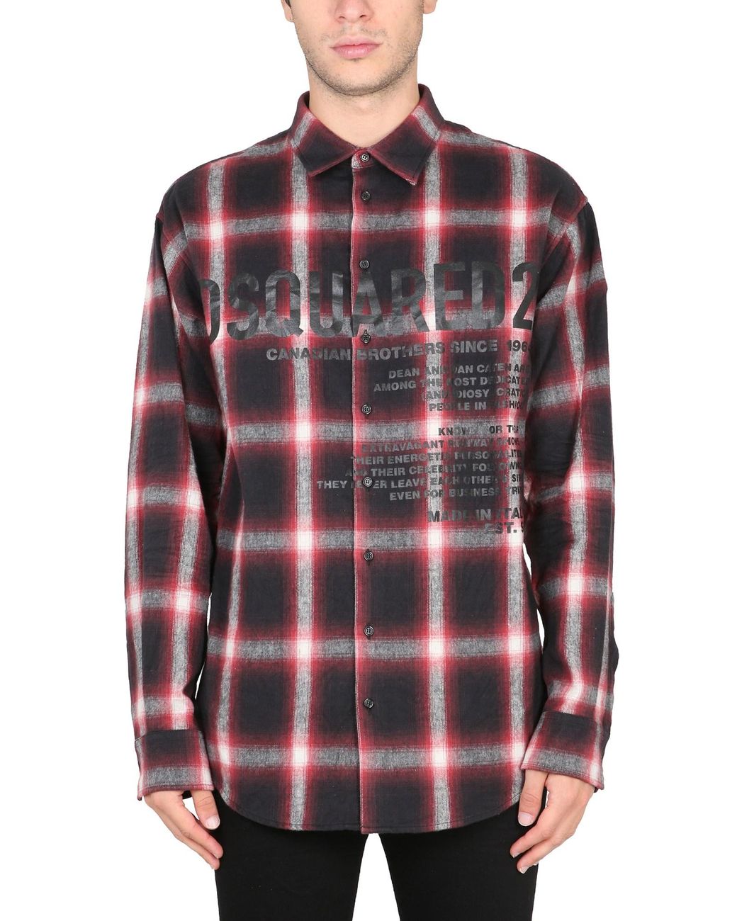DSquared² Black Drop Shoulder Flannel Shirt for men