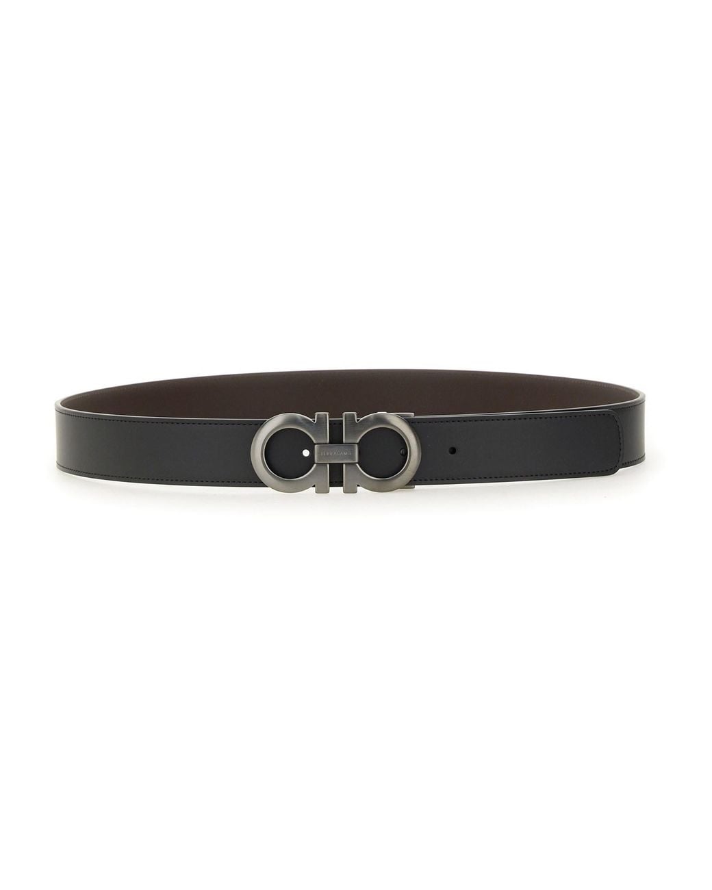 Ferragamo Black Reversible Calf Leather Belt for men