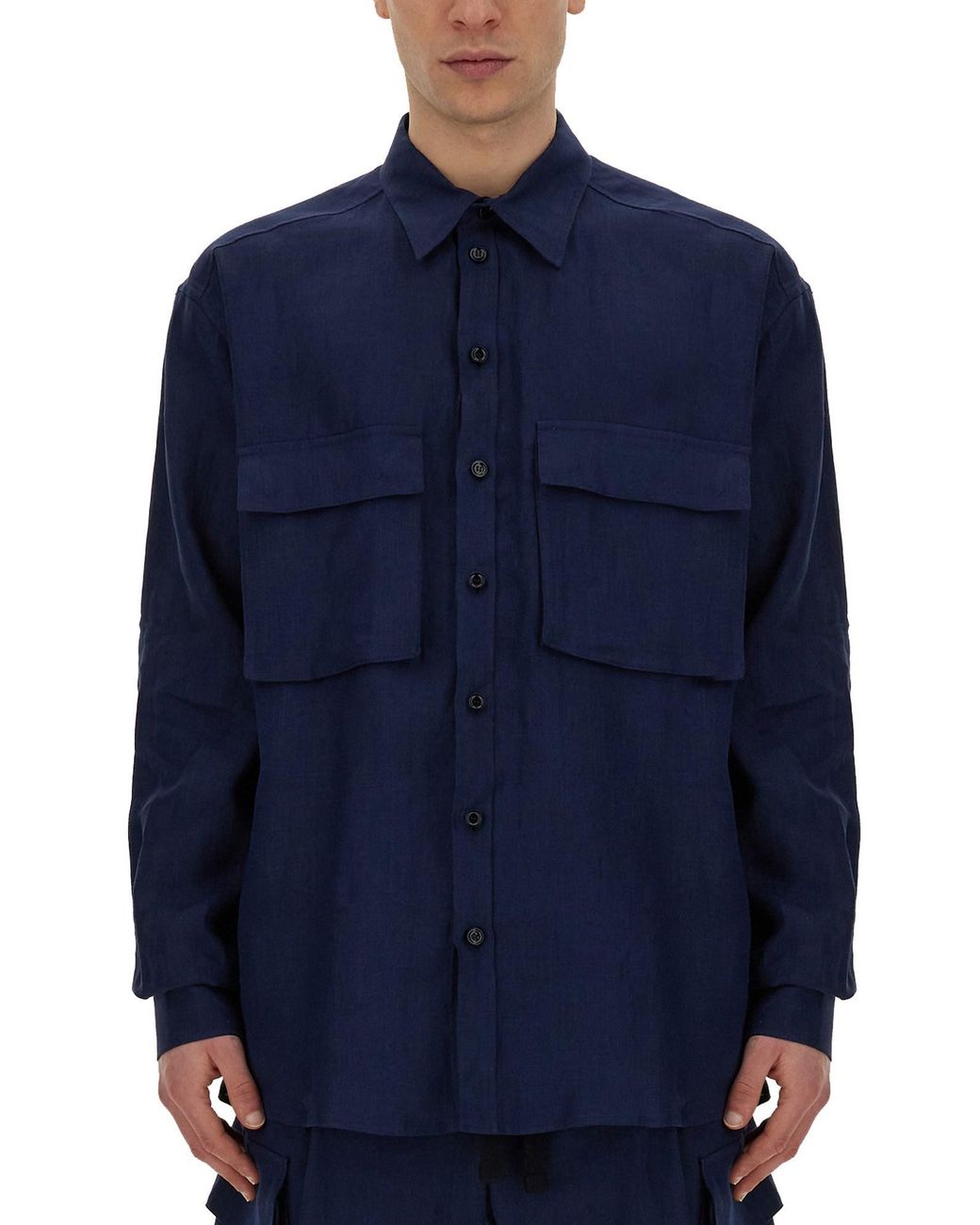 Dolce & Gabbana Blue Oversized Pocketed Shirt for men