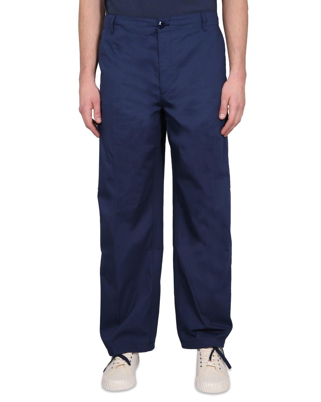 KENZO Blue Cargo Pants With Waist Belt for men